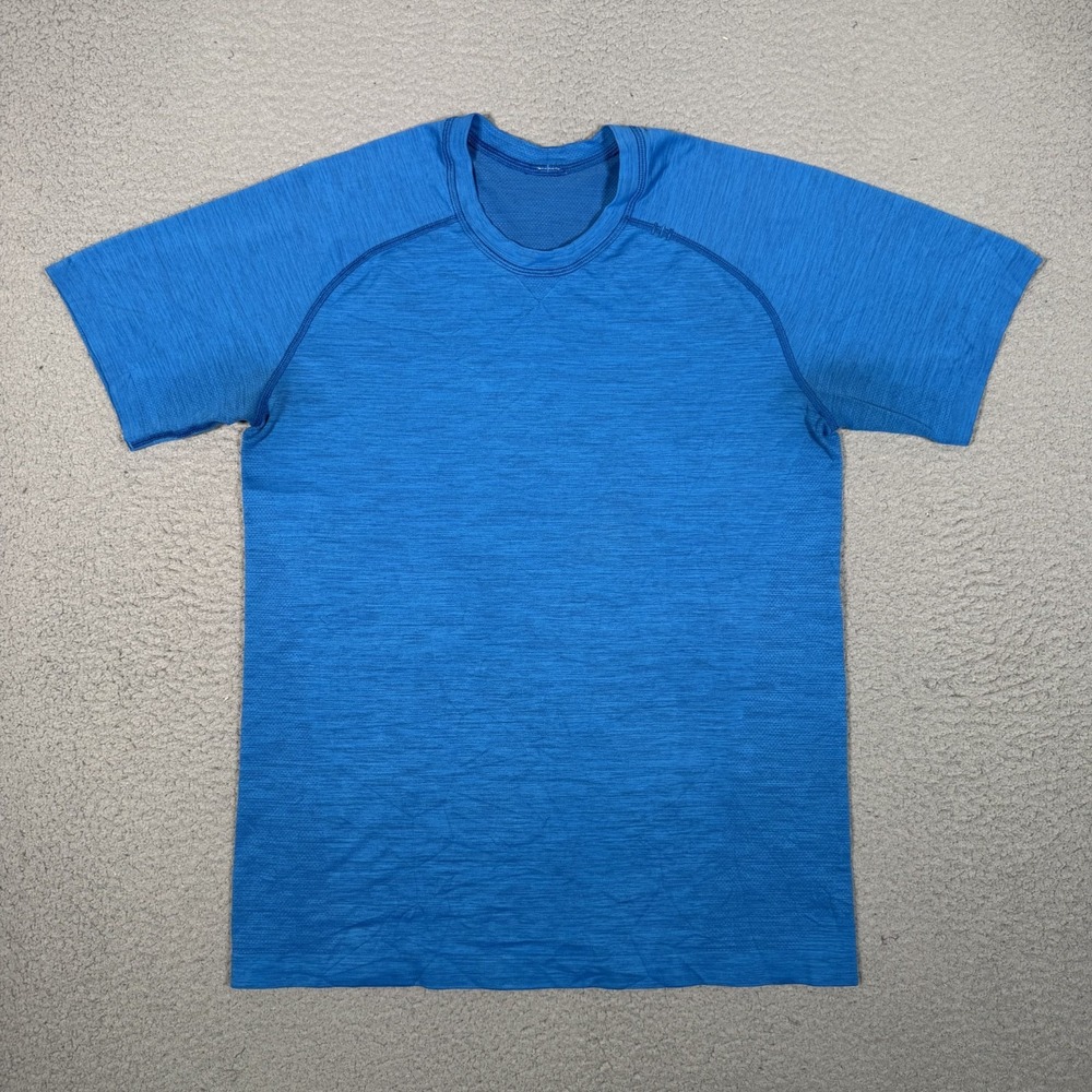 Lululemon Shirt Mens Small Blue Metal Vent Pullover Stretch Casual Gym Workout